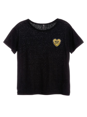 Back Off Heart Patch [distressed Women's 'baby Tee']