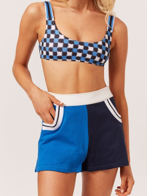 The Sophie Short In Marshmallow/poolside/midnight Blue