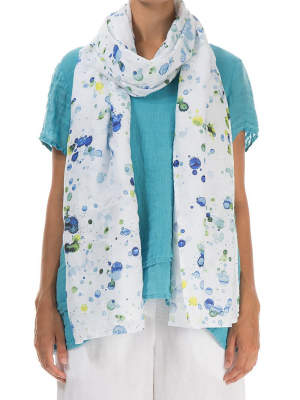 Blue Splash Linen Scarf