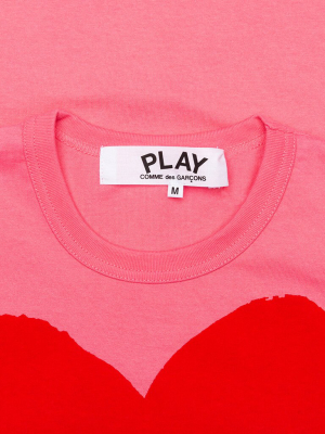 Comme Des Garcons Play Pastelle Women's Red Logo T-shirt - Pink