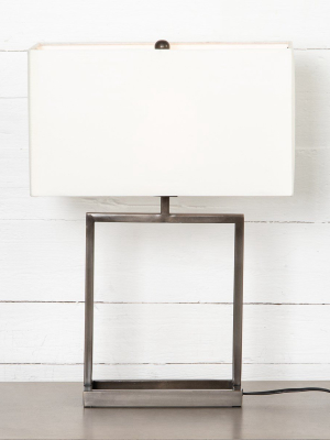 Abe Table Lamp-white Silk/dark Pewter