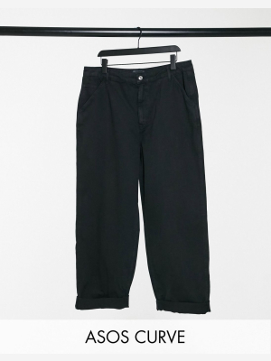 Asos Design Curve Slouchy Chino Pants In Black