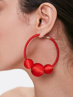 Threaded Ball Hoop Earrings