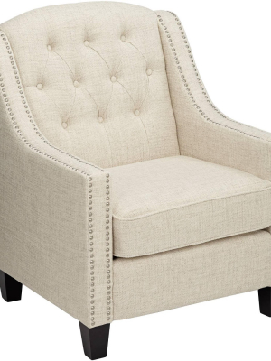 55 Downing Street Tivoli Ivory Linen Tufted Armchair