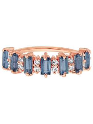 Rose Gold London Blue Topaz Canary Ring