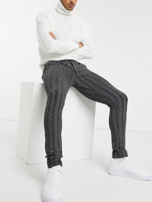 Asos Design Super Skinny Stripe Smart Pant In Monochrome