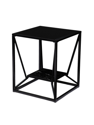 Finsfil Square Glass-top End Table Black - Aiden Lane