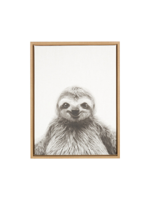 24" X 18" Sloth Framed Canvas Art - Uniek