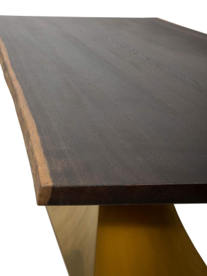 Praetorian Dining Table, Seared Oak/brushed Gold Base