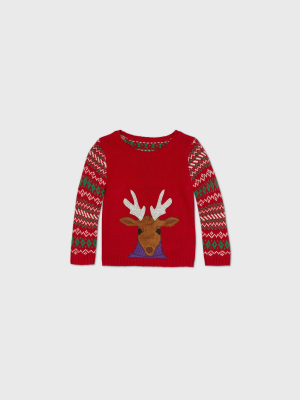 Baby Reindeer Christmas Family Sweater - Red