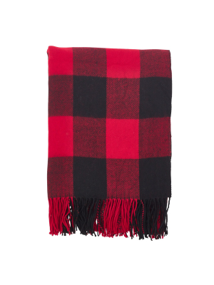 Buffalo Plaid Check Pattern With Tassel Trim Throw Blanket - Saro Lifestyle