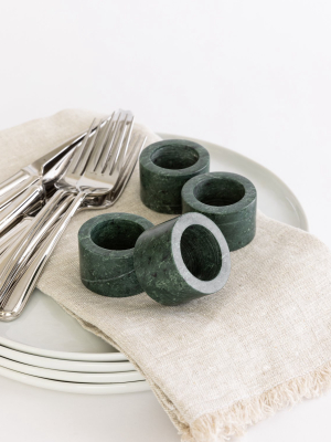 Green Marble Napkin Rings (set Of 4)