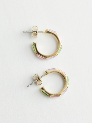 Crystal Studded Hoop Cuff Earrings