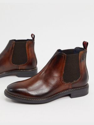 Base London Seymour Chelsea Boots In Brown Leather