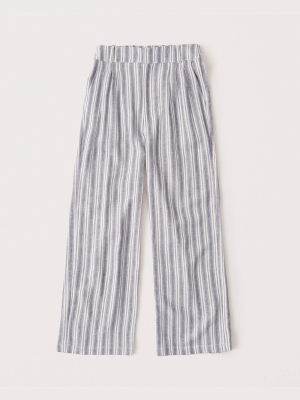 Linen-blend Pleated Wide Leg Pants