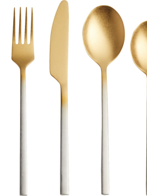 20-piece Pin Tumbled Two-tone Flatware Set