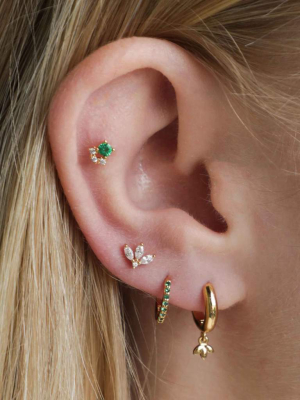 Emerald & Crystal Barbell In Gold
