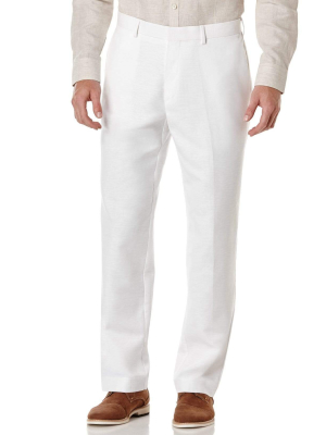 Linen-blend Flat Front Pants