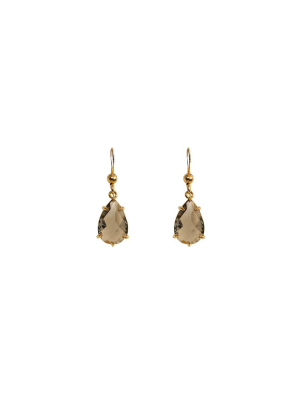 "smoky Quartz" Glass Prong Teardrop Earrings