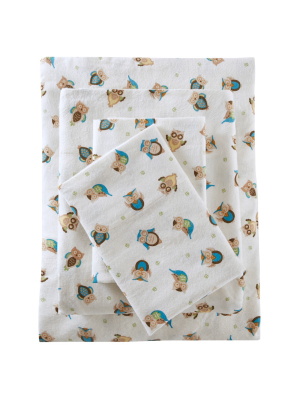 Flannel Sheet Set (twin) Owl Sand