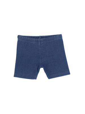 Lil Legs Biker Shorts - Midwash Denim