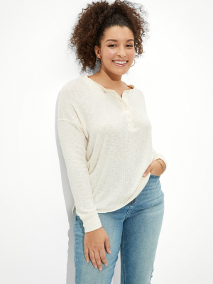 Ae Soft & Sexy Plush Long Sleeve Henley T-shirt