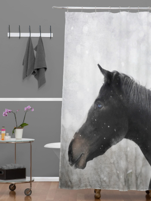 Winter Horse Shower Curtain Gray - Deny Designs