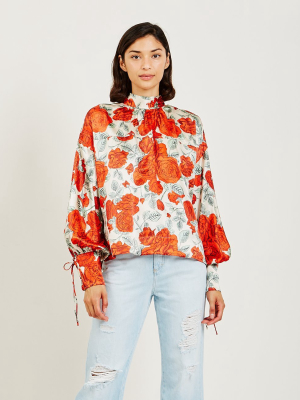 Silk Stretch Satin Oversized Blouse