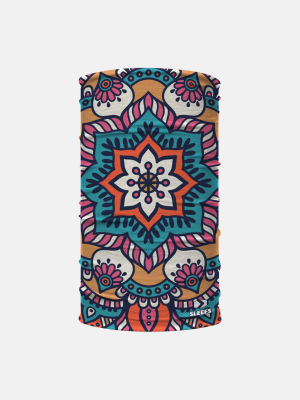 Floral Mandala Orange Teal Neck Gaiter