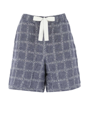 Jw Anderson All-over Logo Print Shorts