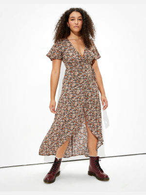 Ae Printed Wrap Maxi Dress