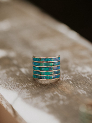 5 Bar Ring | Blue Opal