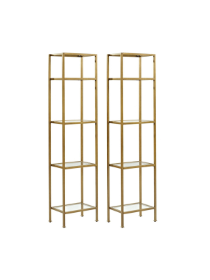 73" 2 Piece Aimee Narrow Etagere Set Gold - Crosley