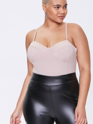 Plus Size Ribbed Bustier Bodysuit