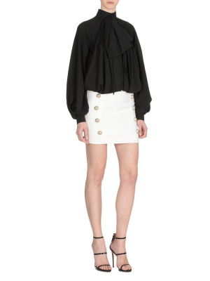 Balmain Pussy-bow Draped Blouse