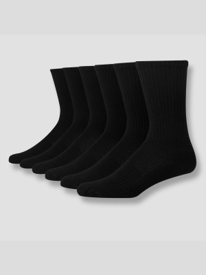 Men's Big & Tall Hanes Premium Performance Cushioned Crew Socks 6pk