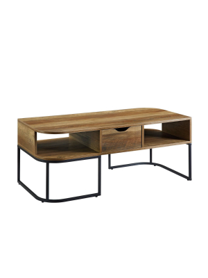 1 Drawer Curved Coffee Table - Saracina Home