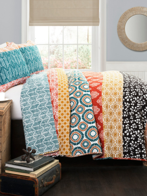 Bohemian Stripe 3 Piece Quilt Set - Lush Décor