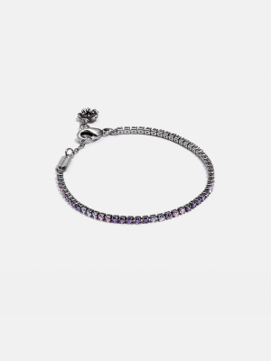 Crystal Tea Rose Round Tennis Bracelet