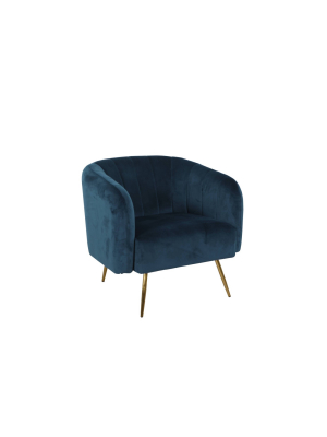 Vida Accent Chair Velvet Navy - Homepop