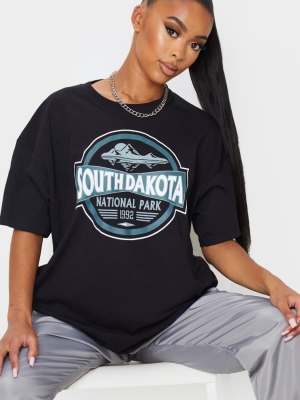 Black South Dakota Printed T Shirt