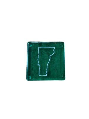 Vermont Fused Glass Coaster - White On Clear Green