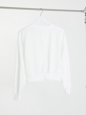 Asos Design Super Soft Cropped Batwing Sweatshirt In White