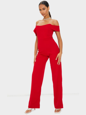 Red Bardot Corset Wide Leg Jumpsuit