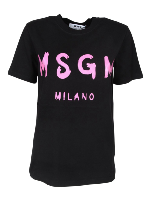 Msgm Logo Print Round Neck T-shirt