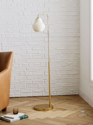 Sculptural Glass Ribbed Floor Lamp - Champagne