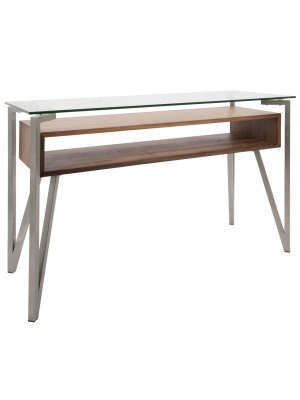 Hover Mid Century Modern Console Table Walnut - Lumisource