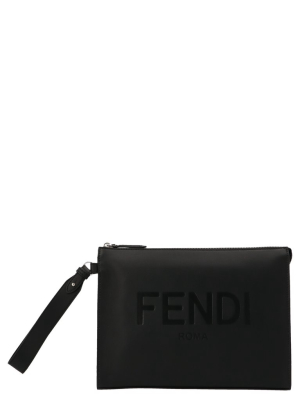 Fendi Roma Lettering Flat Pouch