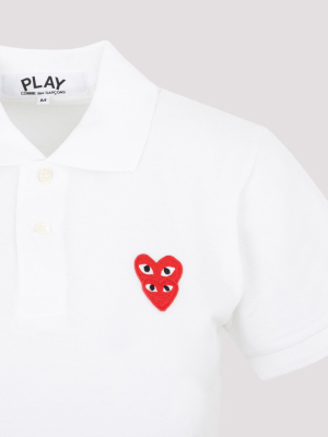 Comme Des Garçons Double Heart Patch Polo Shirt