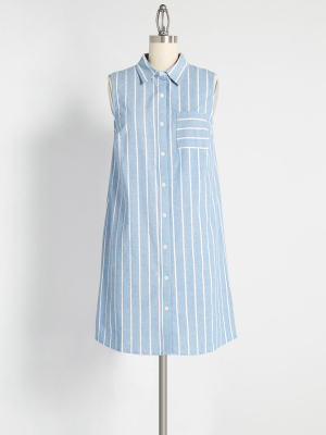 Prep Outside Striped Shirt Dress